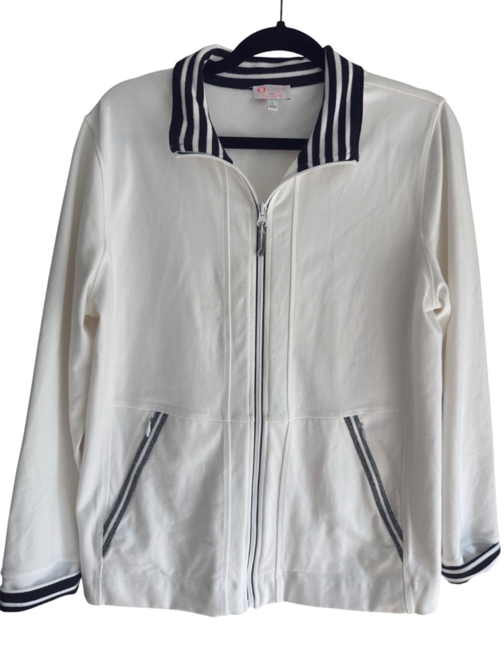 Talbots Oprah “The Jacket” White Zip Jacket Navy Stripe L - Picture 4 of 8